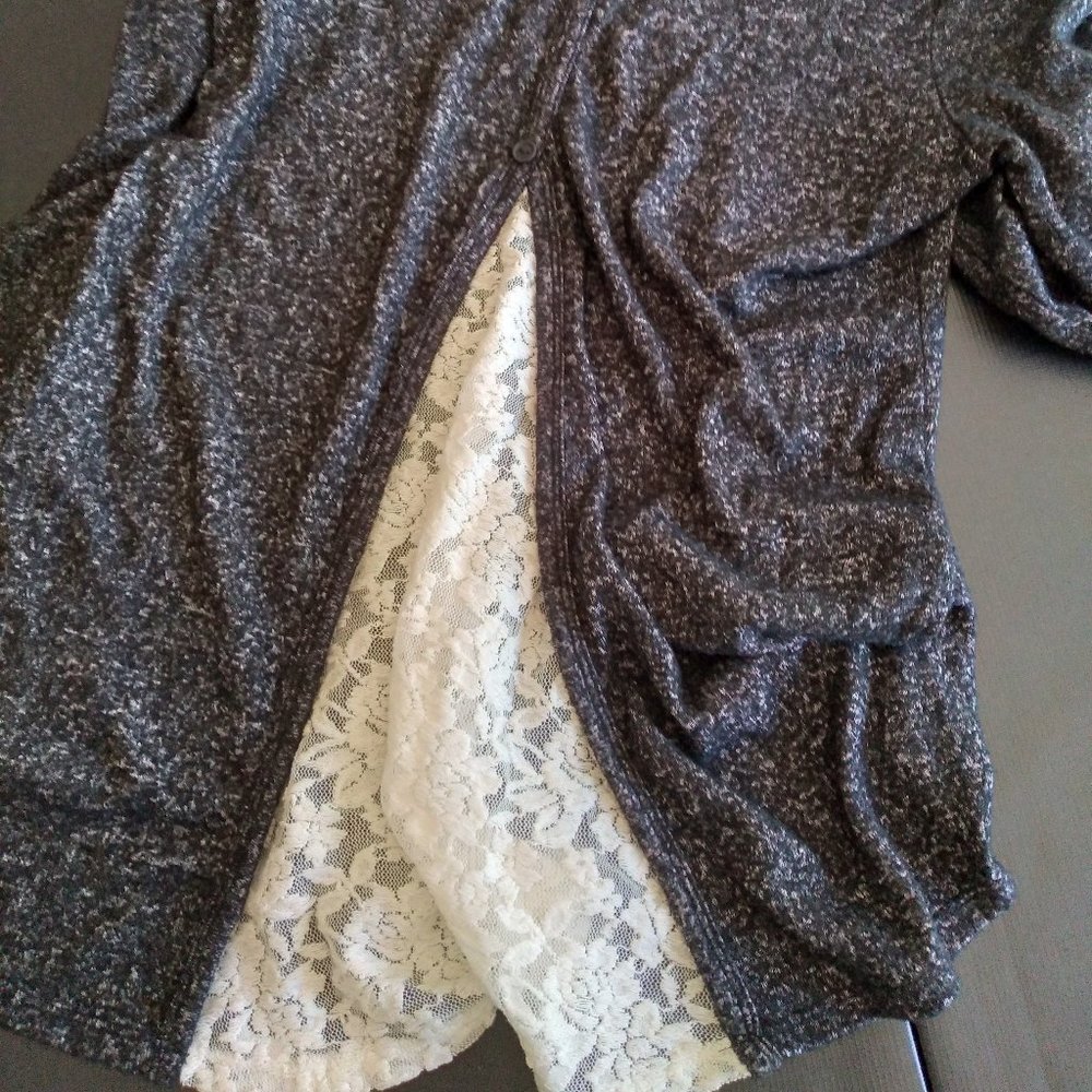 Black knit top with lace back detail